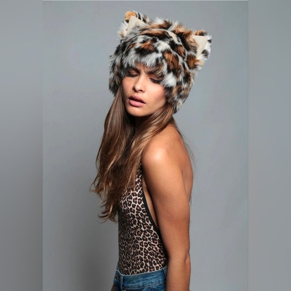 SpiritHoods Accessories - Spirithood Mother Clouded Leopard Print Faux Fur Hat
